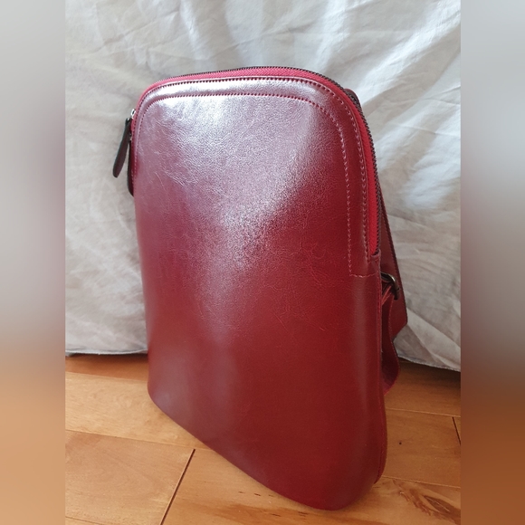 Heshe leather backpack - BURGUNDY - Picture 2 of 7